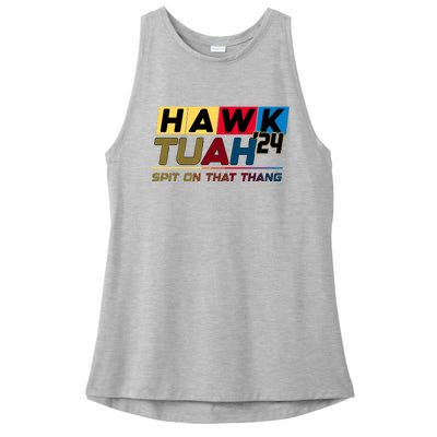 Hawk Tuah Spit On That Thang Trending Ladies PosiCharge Tri-Blend Wicking Tank