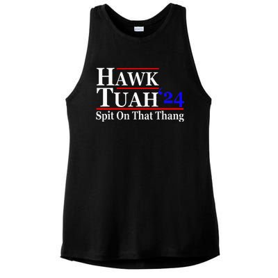 Hawk Tuah Spit On That Thing Presidential Ladies PosiCharge Tri-Blend Wicking Tank