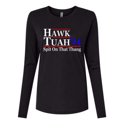 Hawk Tuah Spit On That Thing Presidential Womens Cotton Relaxed Long Sleeve T-Shirt