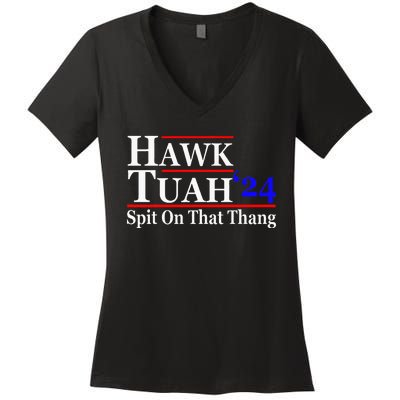 Hawk Tuah Spit On That Thing Presidential Women's V-Neck T-Shirt