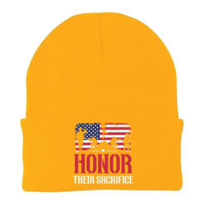 Honor Their Sacrifice Memorial Day Veteran Military Combat Gift Knit Cap Winter Beanie