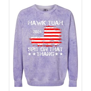 Hawk Tuah Spit On That Thang Trending Colorblast Crewneck Sweatshirt