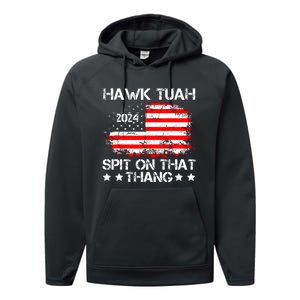 Hawk Tuah Spit On That Thang Trending Performance Fleece Hoodie