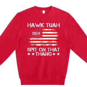 Hawk Tuah Spit On That Thang Trending Premium Crewneck Sweatshirt