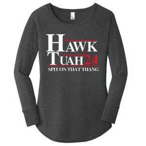 Hawk Tuah Spit On That Thang Trending Women's Perfect Tri Tunic Long Sleeve Shirt