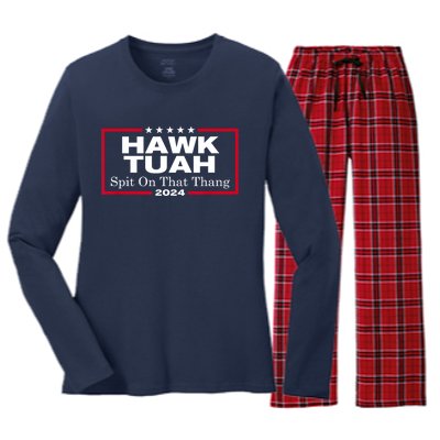 Hawk Tush Spit On That Thang Funny Presidential Candidate Parody Gift Women's Long Sleeve Flannel Pajama Set 