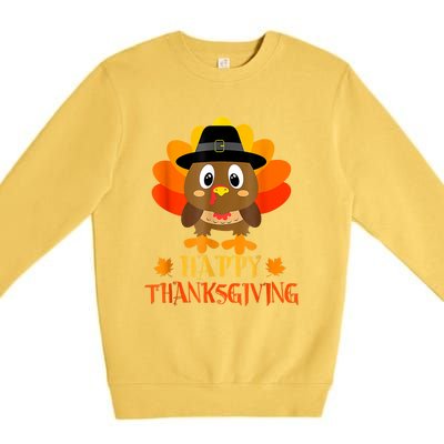 Happy Thanksgiving Shirts For Boys Girls Kids Pilgrim Turkey Premium Crewneck Sweatshirt