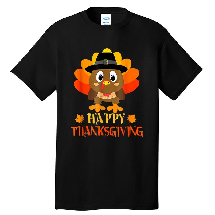 Happy Thanksgiving Shirts For Boys Girls Kids Pilgrim Turkey Tall T-Shirt