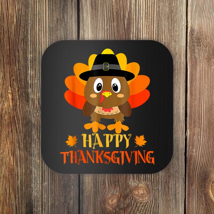 Happy Thanksgiving Shirts For Boys Girls Kids Pilgrim Turkey Coaster