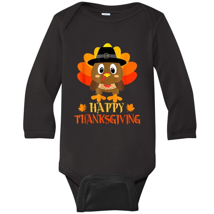 Happy Thanksgiving Shirts For Boys Girls Kids Pilgrim Turkey Baby Long Sleeve Bodysuit