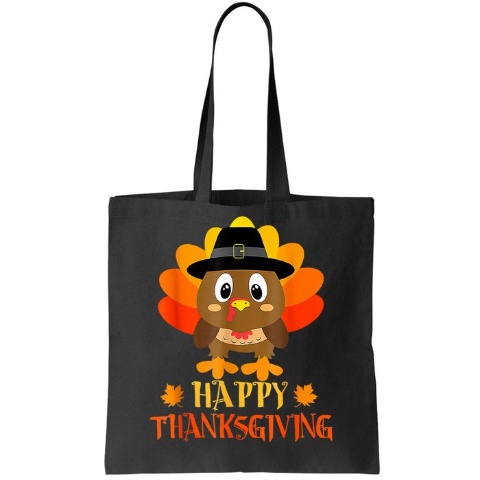 Happy Thanksgiving Shirts For Boys Girls Kids Pilgrim Turkey Tote Bag