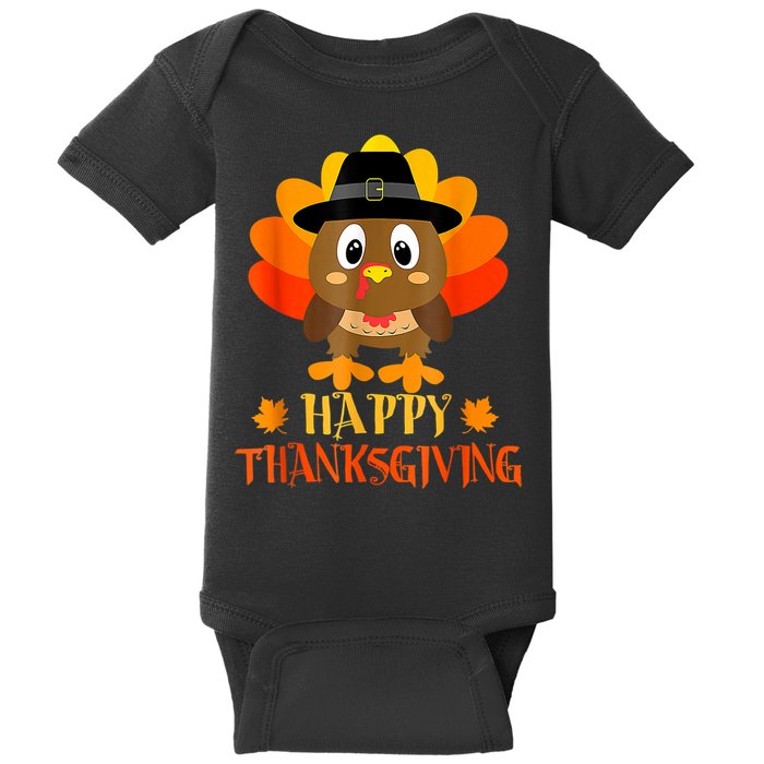 Happy Thanksgiving Shirts For Boys Girls Kids Pilgrim Turkey Baby Bodysuit