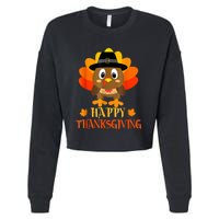 Happy Thanksgiving Shirts For Boys Girls Kids Pilgrim Turkey Cropped Pullover Crew