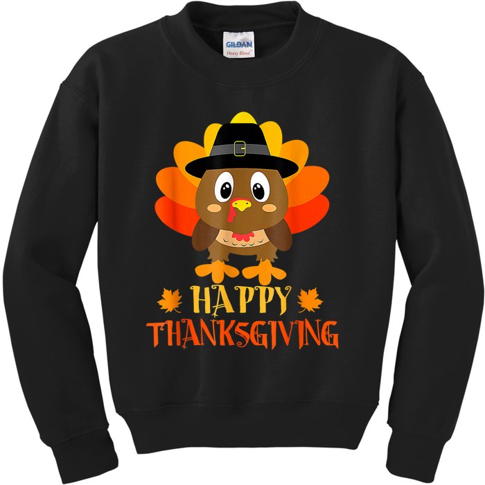 Happy Thanksgiving Shirts For Boys Girls Kids Pilgrim Turkey Kids Sweatshirt