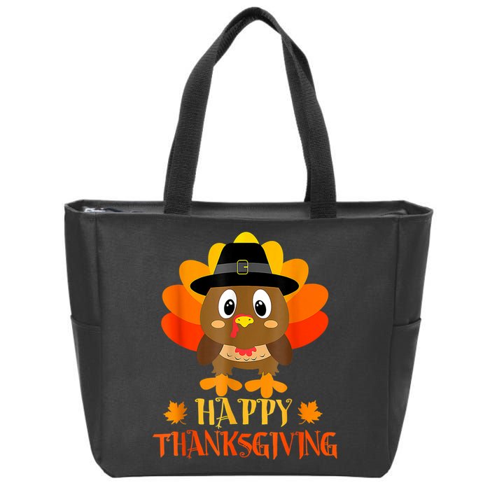 Happy Thanksgiving Shirts For Boys Girls Kids Pilgrim Turkey Zip Tote Bag