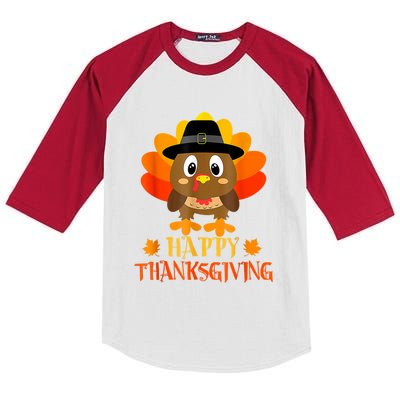 Happy Thanksgiving Shirts For Boys Girls Kids Pilgrim Turkey Kids Colorblock Raglan Jersey