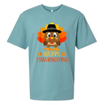 Happy Thanksgiving Shirts For Boys Girls Kids Pilgrim Turkey Sueded Cloud Jersey T-Shirt