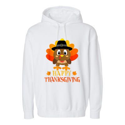 Happy Thanksgiving Shirts For Boys Girls Kids Pilgrim Turkey Garment-Dyed Fleece Hoodie