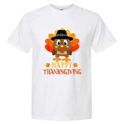 Happy Thanksgiving Shirts For Boys Girls Kids Pilgrim Turkey Garment-Dyed Heavyweight T-Shirt