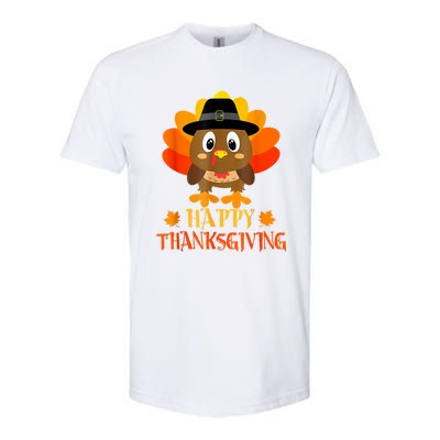 Happy Thanksgiving Shirts For Boys Girls Kids Pilgrim Turkey Softstyle CVC T-Shirt