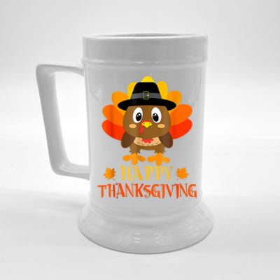 Happy Thanksgiving Shirts For Boys Girls Kids Pilgrim Turkey Beer Stein