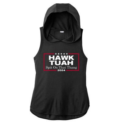 Hawk Tuah Spit On That Thang Trending Ladies PosiCharge Tri-Blend Wicking Draft Hoodie Tank