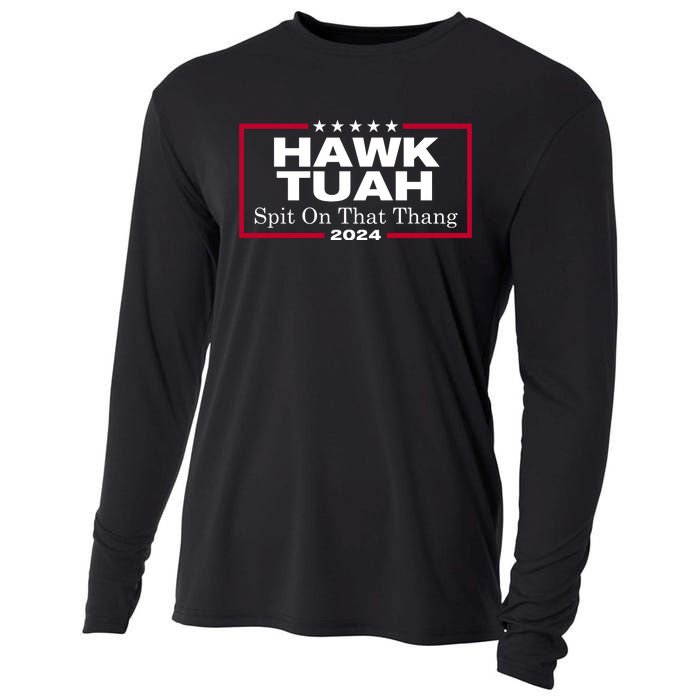 Hawk Tuah Spit On That Thang Trending Cooling Performance Long Sleeve Crew