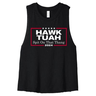 Hawk Tuah Spit On That Thang Trending Women's Racerback Cropped Tank