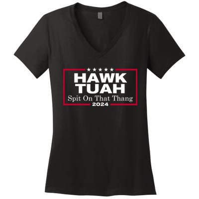 Hawk Tuah Spit On That Thang Trending Women's V-Neck T-Shirt