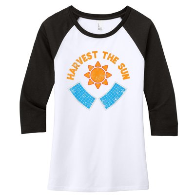 Harvest The Sun Solar Power Great Gift Women's Tri-Blend 3/4-Sleeve Raglan Shirt