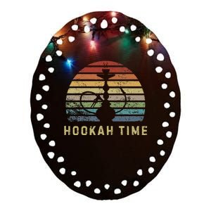 Hookah Time Sunset Shisha Smoke Hookah Lover Party Ceramic Oval Ornament