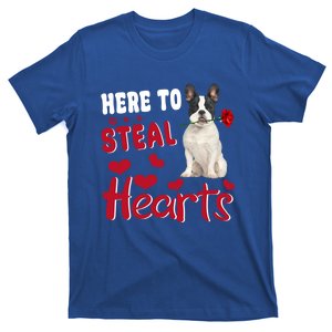 Here To Steal Hearts Funny French Bulldog Dog Valentines Day Funny Gift T-Shirt