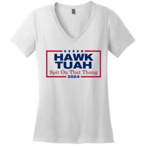 Hawk Tuah Spit On That Thang Trending Women's V-Neck T-Shirt