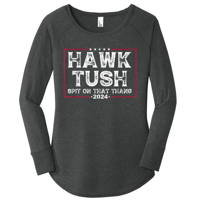 Hawk Tush Spit On That Thang 2024 Us Flag Vintage Trump Women's Perfect Tri Tunic Long Sleeve Shirt