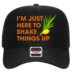 Here To Shake Things Up Lulav Etrog Sukkot Jewish Holiday High Crown Mesh Back Trucker Hat