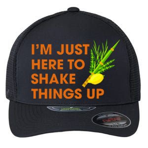 Here To Shake Things Up Lulav Etrog Sukkot Jewish Holiday Flexfit Unipanel Trucker Cap