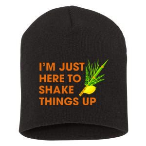 Here To Shake Things Up Lulav Etrog Sukkot Jewish Holiday Short Acrylic Beanie