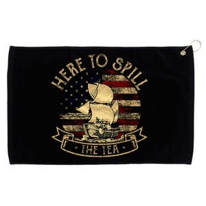 Here To Spill The Tea Retro American Patriotic Grommeted Golf Towel