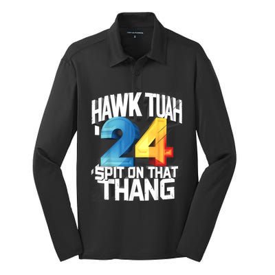 Hawk Tush Spit On That Thing Presidential Candidate Parody Silk Touch Performance Long Sleeve Polo