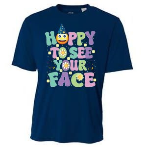 Happy To See Your Face Retro Groovy Back To School Teacher Cooling Performance Crew T-Shirt