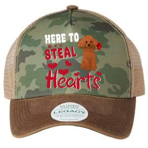 Here To Steal Hearts Funny Toy Poodle Dog Valentines Day Gift Legacy Tie Dye Trucker Hat