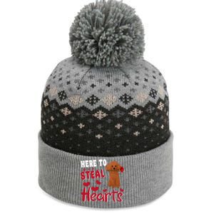 Here To Steal Hearts Funny Toy Poodle Dog Valentines Day Gift The Baniff Cuffed Pom Beanie