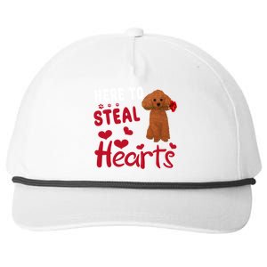 Here To Steal Hearts Funny Toy Poodle Dog Valentines Day Gift Snapback Five-Panel Rope Hat