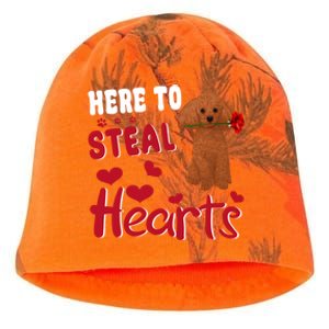 Here To Steal Hearts Funny Toy Poodle Dog Valentines Day Gift Kati - Camo Knit Beanie