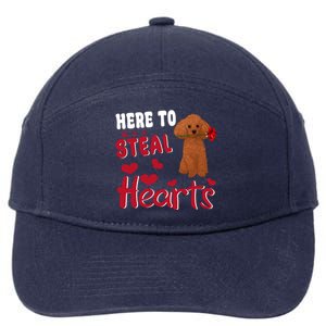 Here To Steal Hearts Funny Toy Poodle Dog Valentines Day Gift 7-Panel Snapback Hat