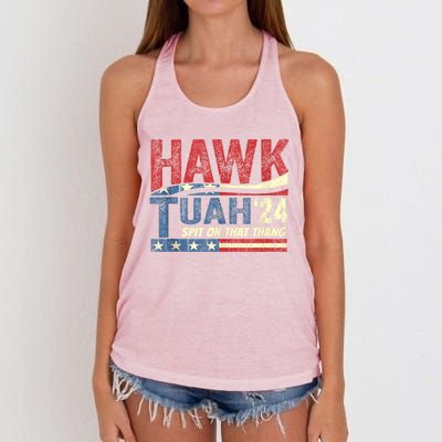 Hawk Tush Spit On That Thang 2024 Us Flag Vintage Women's Knotted Racerback Tank