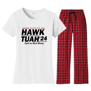 Hawk Tuah Spit On That Thang Trending Women's Flannel Pajama Set