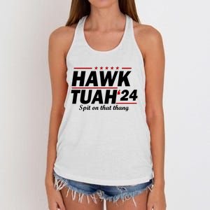 Hawk Tuah Spit On That Thang Trending Women's Knotted Racerback Tank