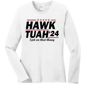 Hawk Tuah Spit On That Thang Trending Ladies Long Sleeve Shirt