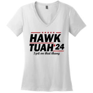 Hawk Tuah Spit On That Thang Trending Women's V-Neck T-Shirt